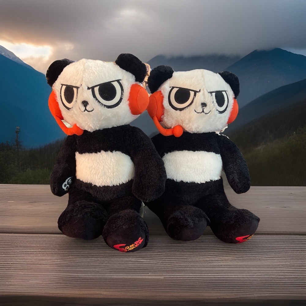 Twin 2 Build A Bear Combo Panda, Ryan's World, 16" Stuffed Plush Toy No Sound